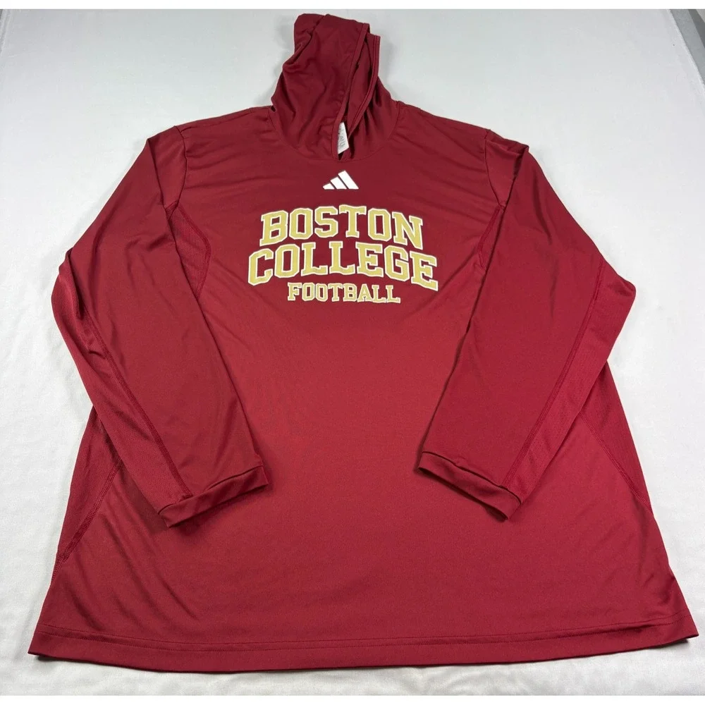 Boston College Eagles Hoodie Mens 2XL Red Adidas Player Issued Pullover NCAA